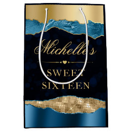 Blue och Guld Glam Tårar Bokeh Sweet sixteen