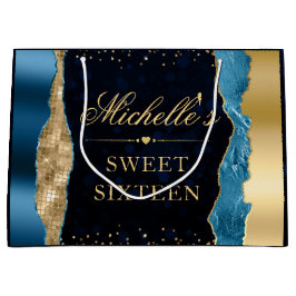 Blue och Guld Glam Tårar Bokeh Sweet sixteen