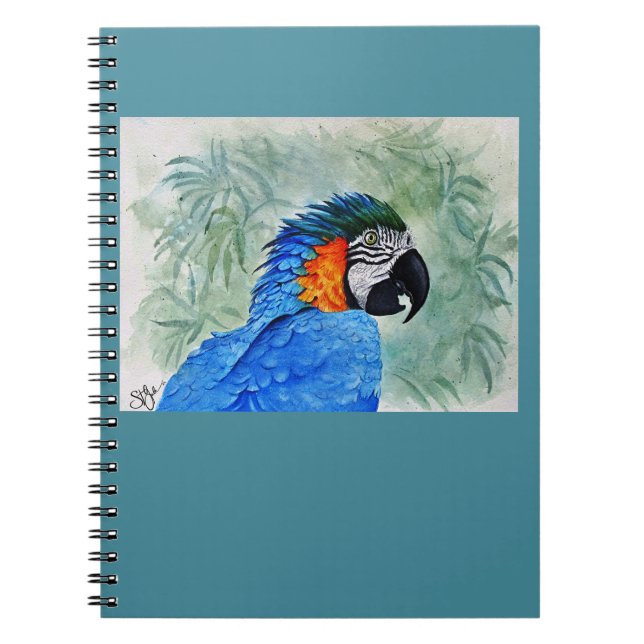 Blue och Guld Macaw Anteckningsbok (Framsidan)