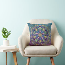 Blue och Guld Mandala Dekorativ kudde