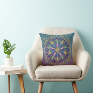 Blue och Guld Mandala Dekorativ kudde