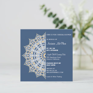 Blue och Guld Mandala Inbjudningskort för möhippan