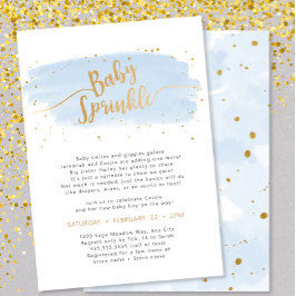 Blue och Guld Watercolor Boy Baby Sprinkle Inbjudningar