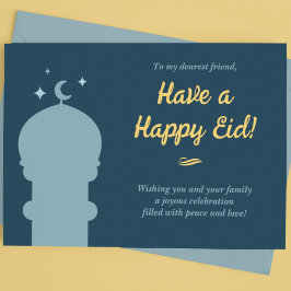 Blue och Gult Mosque Eid al-Fitr Helg Vykort