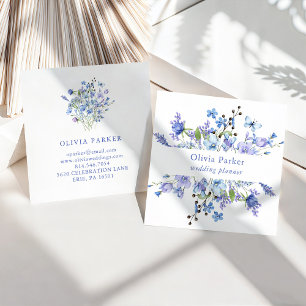 Blue och Lila Boho Blommigt Fyrkantigt Visitkort