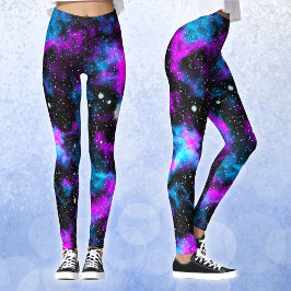 Blue och Lila Galaxy Neon Yoga Leggings