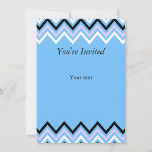 Blue och Lilac Chevron Mönster Inbjudningar
