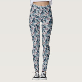 Blue och Mauve Terrazzo Abstract Design Leggings