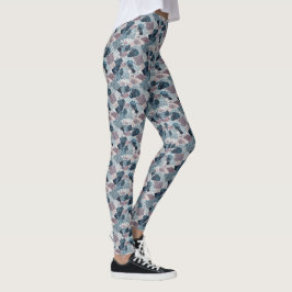 Blue och Mauve Terrazzo Abstract Design Leggings