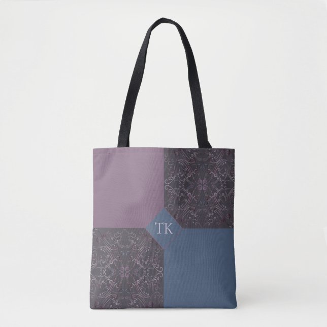 Blue och Mauve Tote Bag Tygkasse (Framsida)