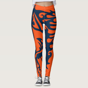 Blue och Orange Pony Horse Stallion Steed Lineart Leggings