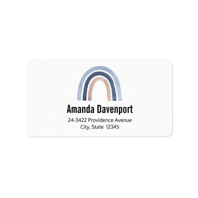 Blue och Peach Rainbow Boho Design Adress Adressetikett (Framsidan)