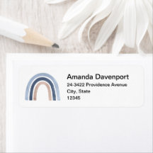 Blue och Peach Rainbow Boho Design Adress