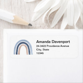 Blue och Peach Rainbow Boho Design Adress Returadress Etikett