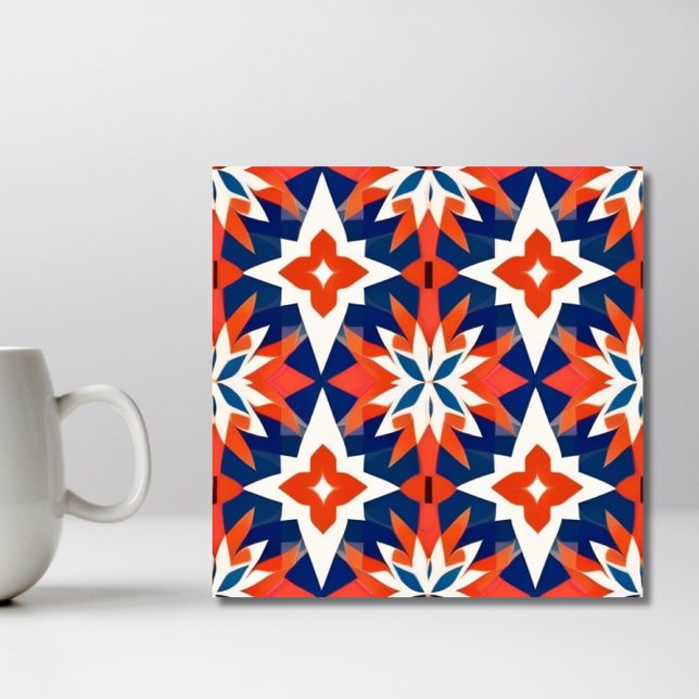 Blue och Red Moroccan Mosaic Mönster Kakelplatta (Skapare uppladdad)