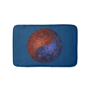 Blue och Red Yin Yang Bath Mat Badrumsmatta