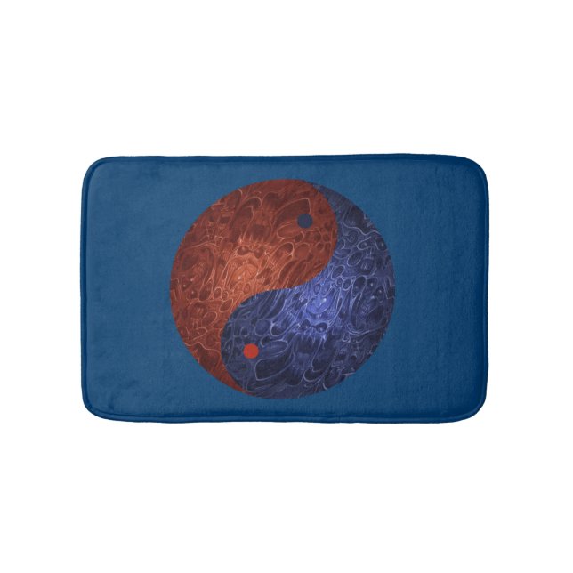 Blue och Red Yin Yang Bath Mat Badrumsmatta (Framsidan)