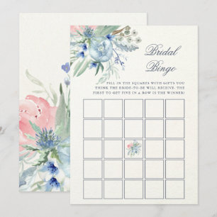Blue och Rosa Peony Möhippa Bingo-spel Inbjudningar