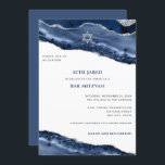 Blue och Silver Agate Gräns, Pub Mitzvah Inbjudningar<br><div class="desc">Den här moderna designen har ett vackert blått och silver glittrande agate gräns och din anpassningsbar på framsidan och baksidan om det behövs. Använda mallformuläret för att lägga till texten. Med de avancerade redigeringsmenyerna,  som du kommer åt genom att välja "anpassa ytterligare",  kan du ändra typsnitt,  färg och layout.</div>