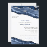 Blue och Silver Agate Gräns, Pub Mitzvah Photo Inbjudningar<br><div class="desc">Den här moderna designen har ett vackert blått och silver glittrande agate gräns med anpassningsbar på framsidan och foto på baksidan. Använda mallformuläret som du vill lägga till innehåll. Med de avancerade redigeringsmenyerna,  som du kommer åt genom att välja "anpassa ytterligare",  kan du ändra typsnitt,  färg och layout.</div>