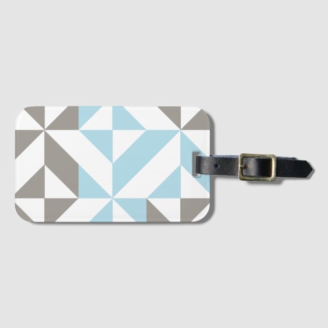 Blue och Silver Geometric ZigZag Bagagebricka (Framsida horisontal)
