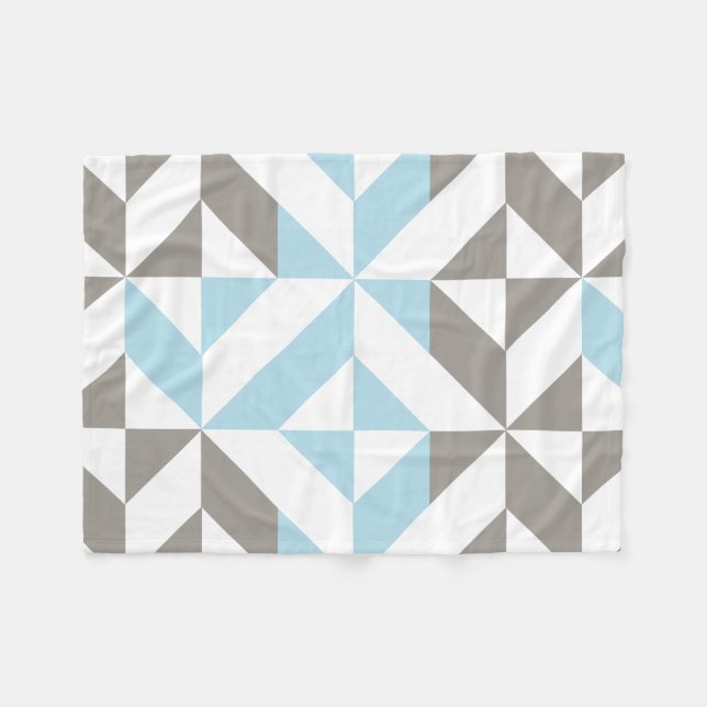 Blue och Silver Geometric ZigZag Fleecefilt (Framsidan (Horisontell))