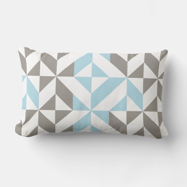 Blue och Silver Geometric ZigZag Lumbarkudde (Framsida)