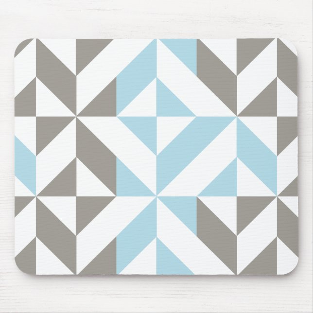 Blue och Silver Geometric ZigZag Musmatta (Framsidan)