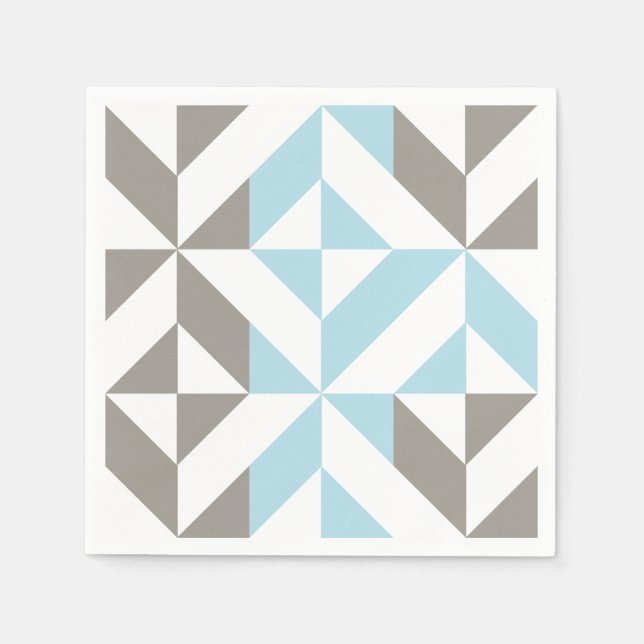 Blue och Silver Geometric ZigZag Pappersservett (Framsidan)