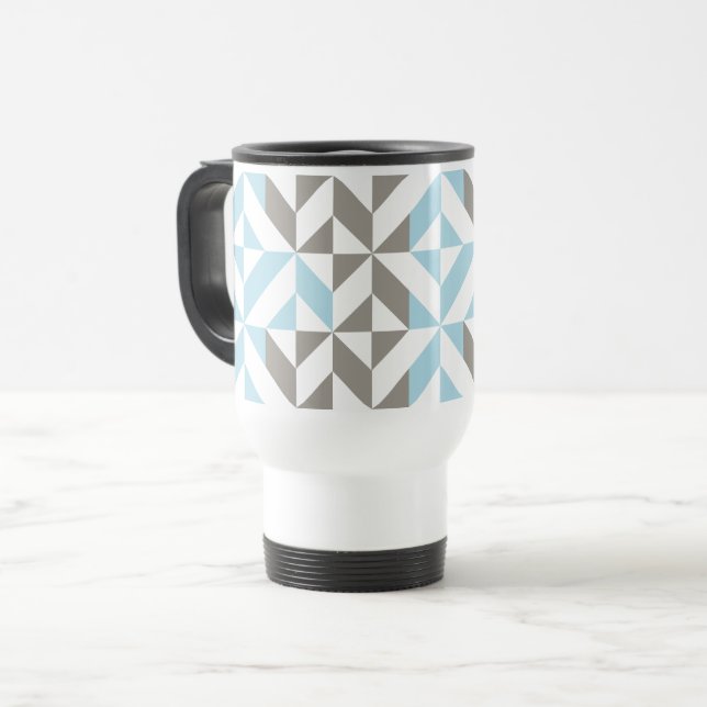Blue och Silver Geometric ZigZag Resemugg (Framsida vänster)