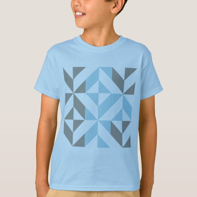 Blue och Silver Geometric ZigZag T Shirt (Framsida)