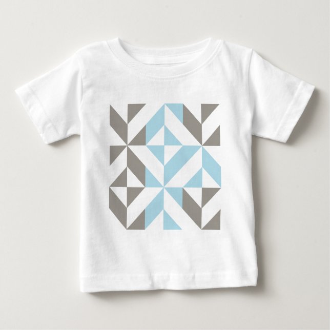 Blue och Silver Geometric ZigZag T Shirt (Framsida)