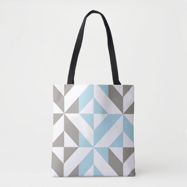 Blue och Silver Geometric ZigZag Tygkasse (Framsida)