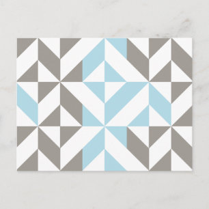 Blue och Silver Geometric ZigZag Vykort