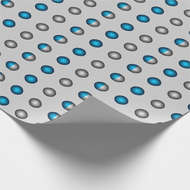 Blue och Silver Polka Dot Mönster Presentpapper (Hörn)