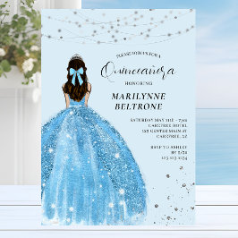 Blue och Silver Princess Quinceañera Inbjudningar