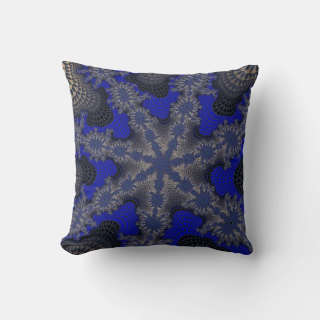 Blue och Silver Starburst Kudde (Framsida)