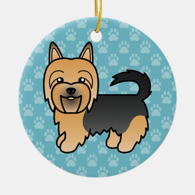 Blue och Tan Australian Terrier Hund Blue Julgransprydnad Keramik (Framsidan)