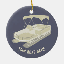 Blue och Tan Pontoon Boat Ornament