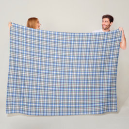 Blue och Taupe Tartan Play Mönster Fleecefilt