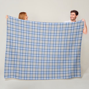 Blue och Taupe Tartan Play Mönster Fleecefilt
