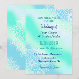 Blue och Teal Mandala Enchanted Bröllop Inbjudningar