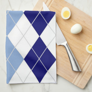 Blue- och White Argyle Kitchen Towel Kökshandduk