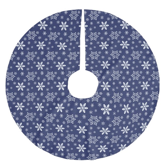 BLUE OCH WHITE CHRISTMAS SNOWFLAKE MÖNSTER JULGRANSMATTA BORSTAD POLYESTER (Framsidan)