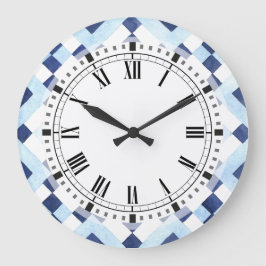 Blue- och White Moroccan Geometric Kitchen Fyrkantig Klocka