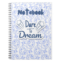 Blue och White Paisley Dreamy Motivational Anteckningsbok