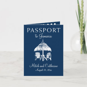 Blue Ocho Rios Jamaica Passport Wedding bjudande Inbjudan