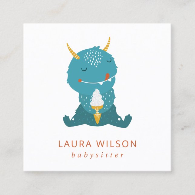 BLUE OCHRE CUTE SANDI LITE MOSTER GLASS NANNIEN FYRKANTIGT VISITKORT (Framsida)