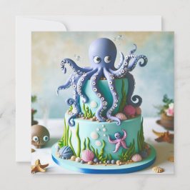 BLUE OCTOPUS DECORARATED BARNS FÖDELSEDAG CAKE KORT