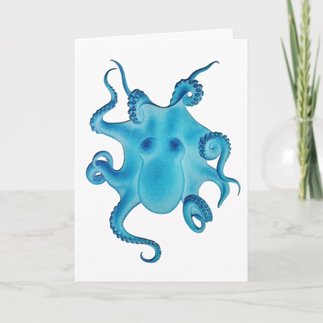 Blue Octopus Friend Birthday Card Kraken Sea Ocean Kort (Framsida)